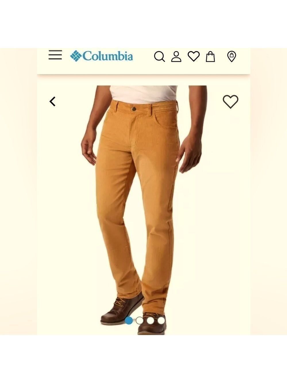 COLUMBIA Outdoor Corduroy Slim Fit Pants in Burnished Amber Men's 32X32